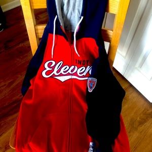 Indy Eleven zip up hooded sweatshirt.